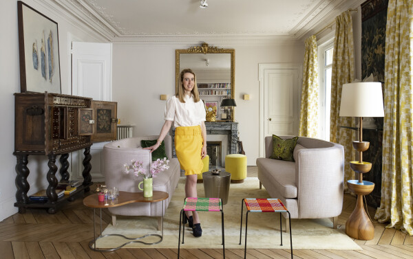 Dans l’appartement parisien de Violaine de Pourtalès. 